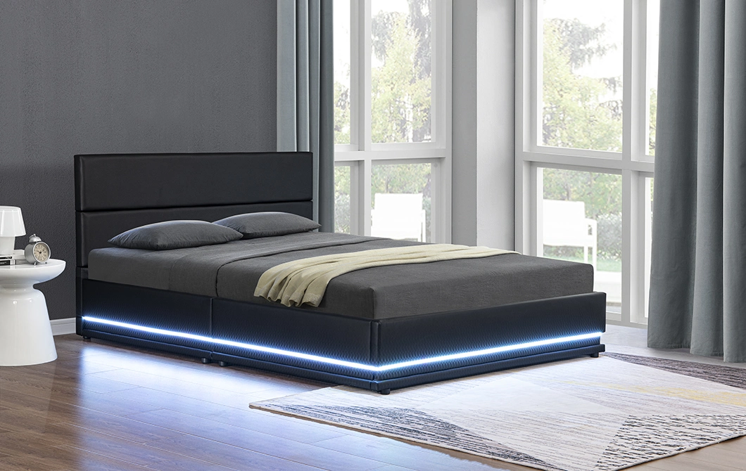 Willsoon Furniture 1705-1-2-3G Modern King Size Upholstered E-Commerce Hot Sale LED Bed